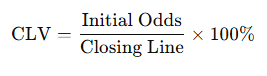 Closing Line Value formula used in sports betting odds comparison Ireland to evaluate betting efficiency and line movement accuracy.