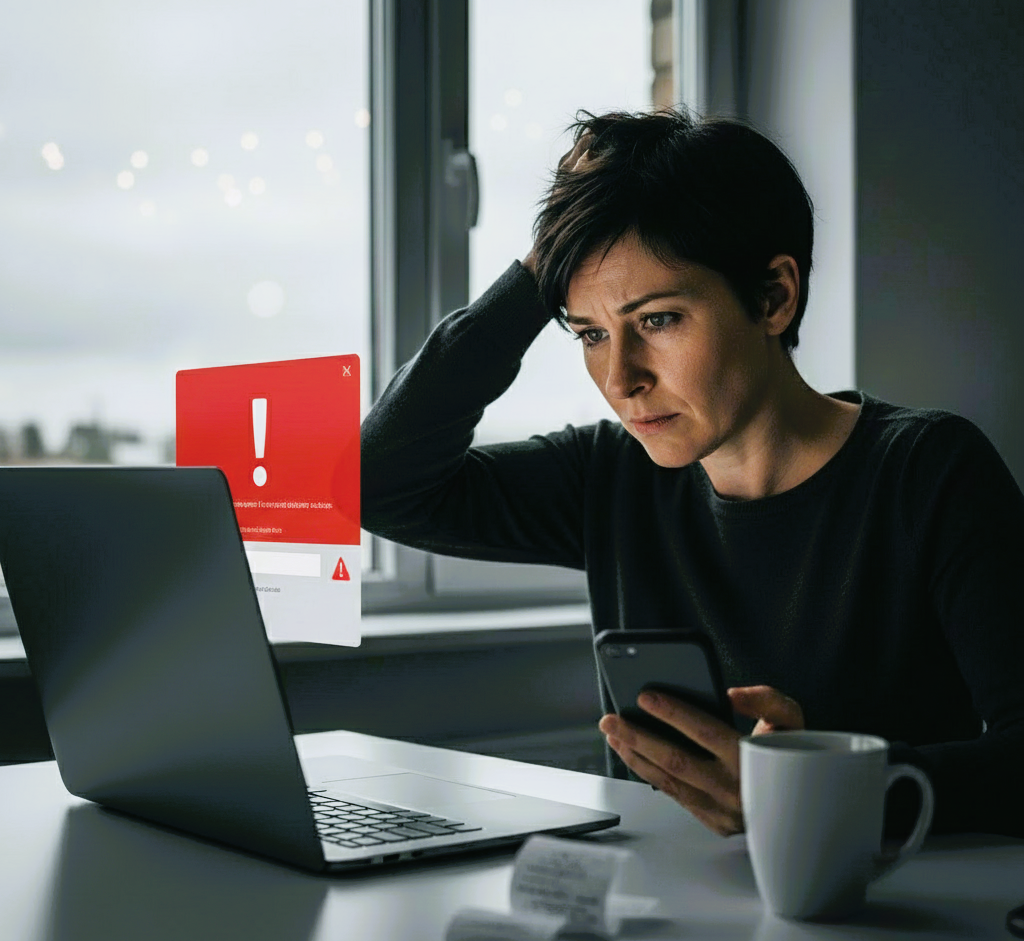 Concerned player viewing error message highlighting importance of security licensing and player protection at 888 Casino